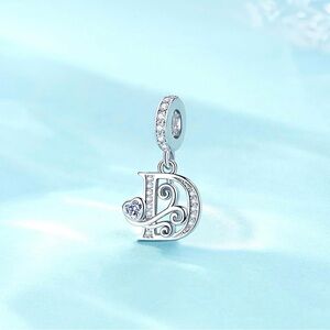 Silver Letter Charm Fit for Pandora Charms Bracelet Alphabet Initial Dangle